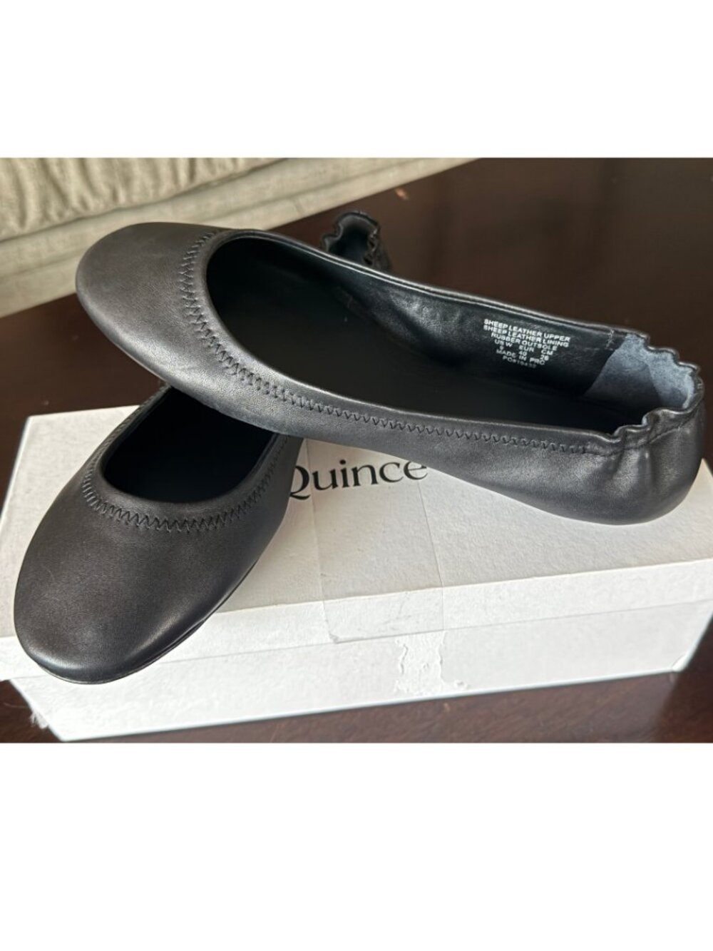 Quince Leather Ballet Flats Black Flexible Heel Size 9
